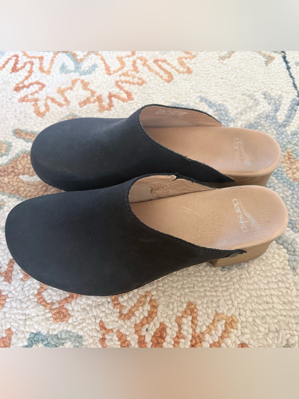 Dansko Black Suede Slip-On Mule Clogs